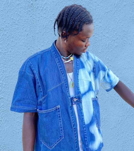 BLEACHED DENIM KIMONO